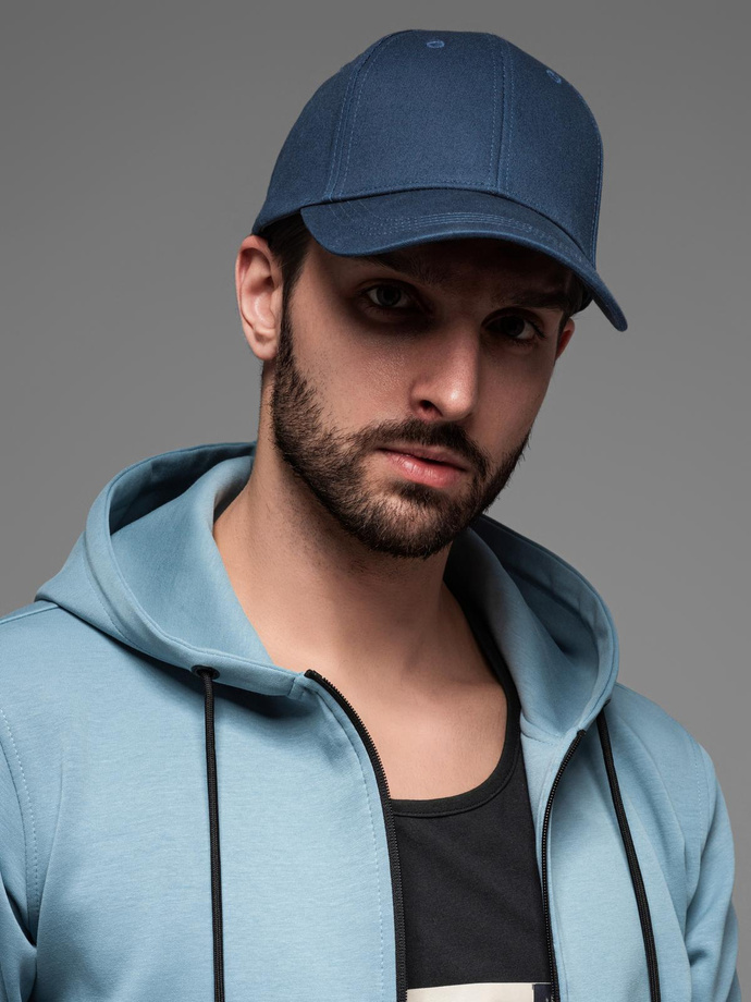 One-color men's baseball cap - navy blue V2 OM-ACCS-0105