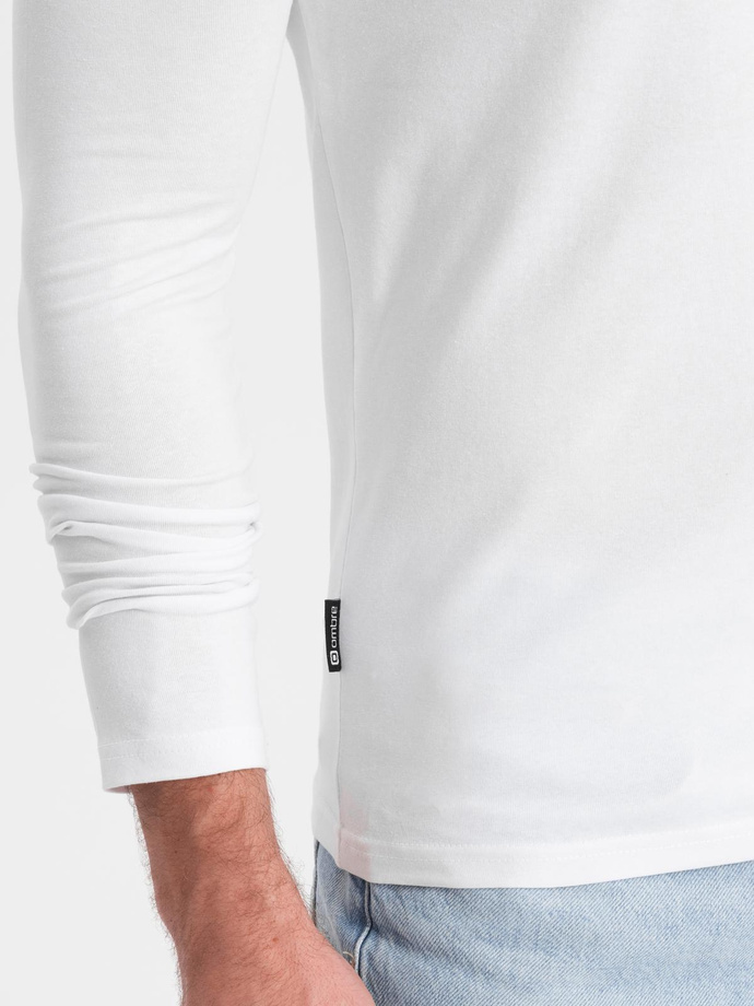 Komplet męskich longsleeve'ów SLIM FIT z dekoltem typu V i logotypem 2-pak – 2x biały V4 Z103