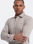 Męska bawełniana koszula REGULAR z dzianiny single jersey - popielata V5 OM-SHCS-0138