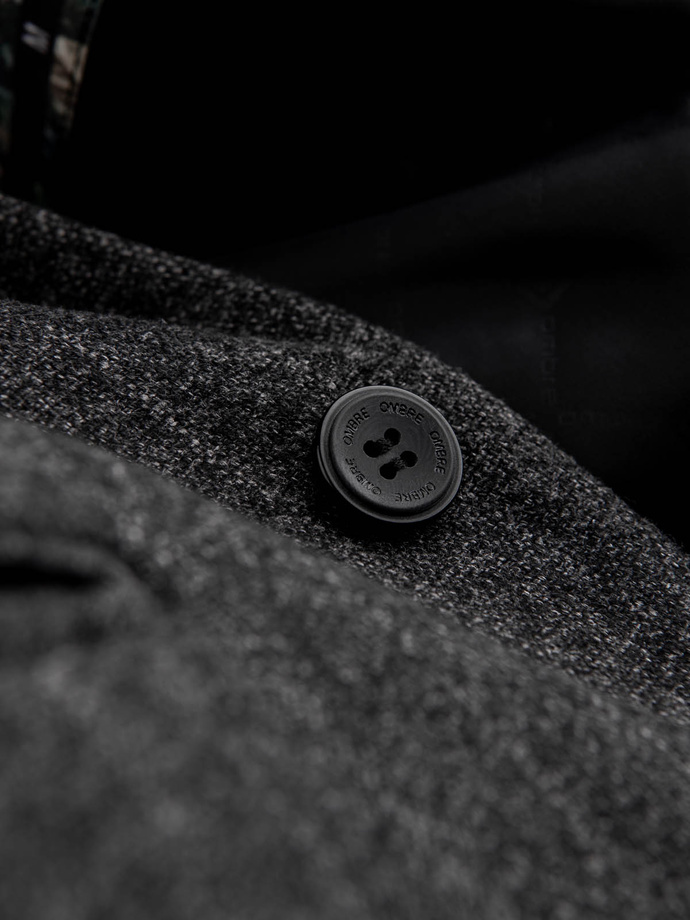 Stylish men's jacquard blazer with delicate stripes - graphite V1 OM-BLZB-0113