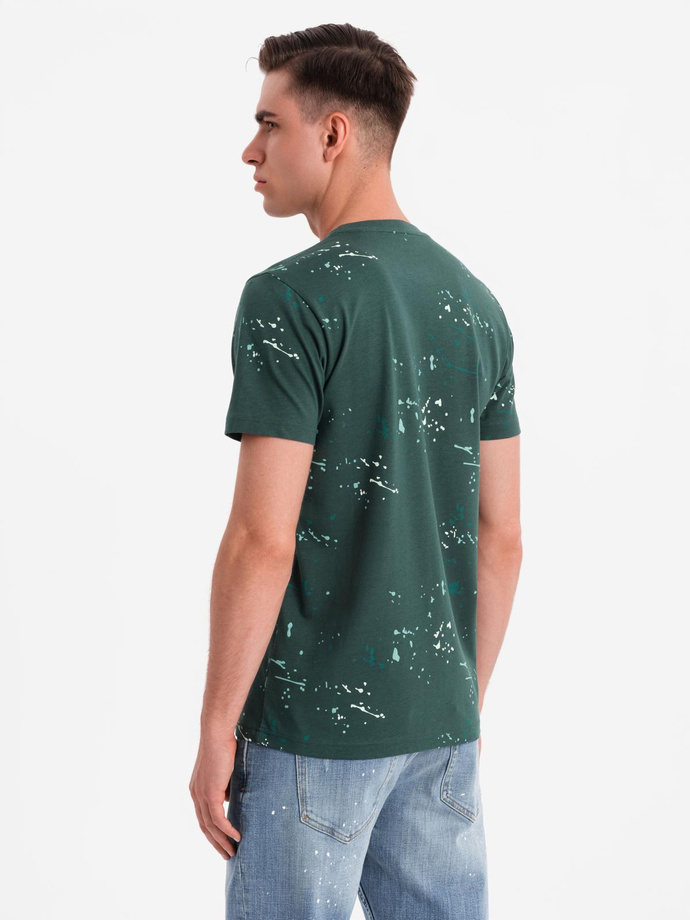 Męski t-shirt z nadrukiem i okrągłym dekoltem – zielony V3 OM-TSFP-0187
