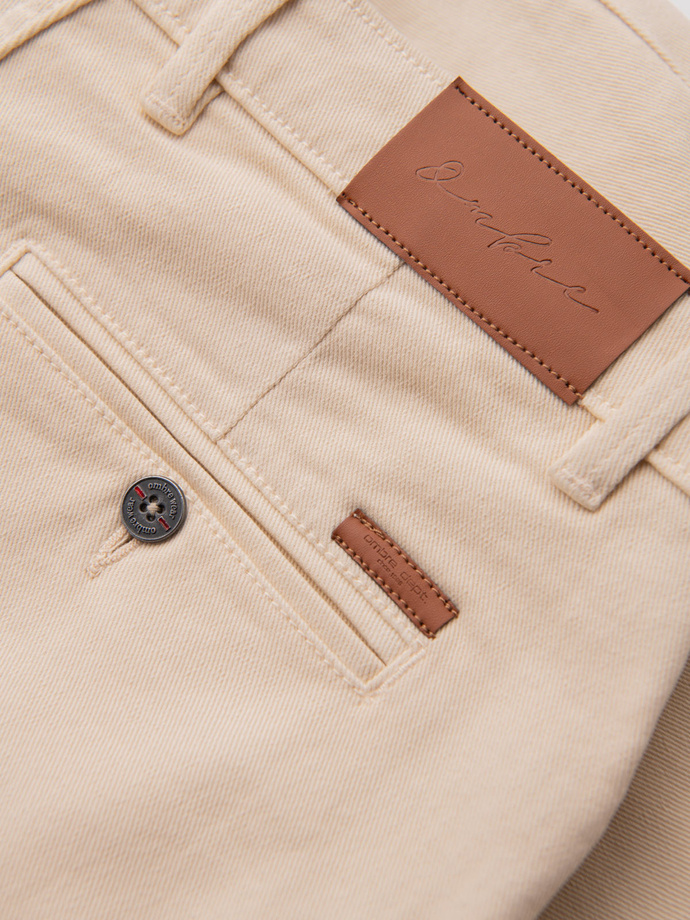 Men's denim classic shorts with rolled up leg - cream V2 OM-SRDS-0162