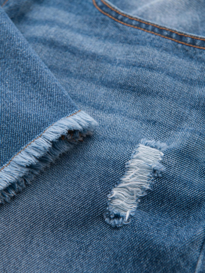 Men's short denim shorts with rips and holes - blue V3 OM-SRDS-0157