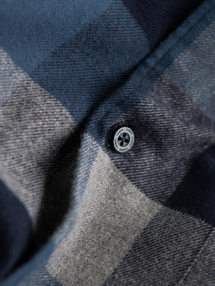 Men's plaid flannel shirt - blue V4 OM-SHCS-0150