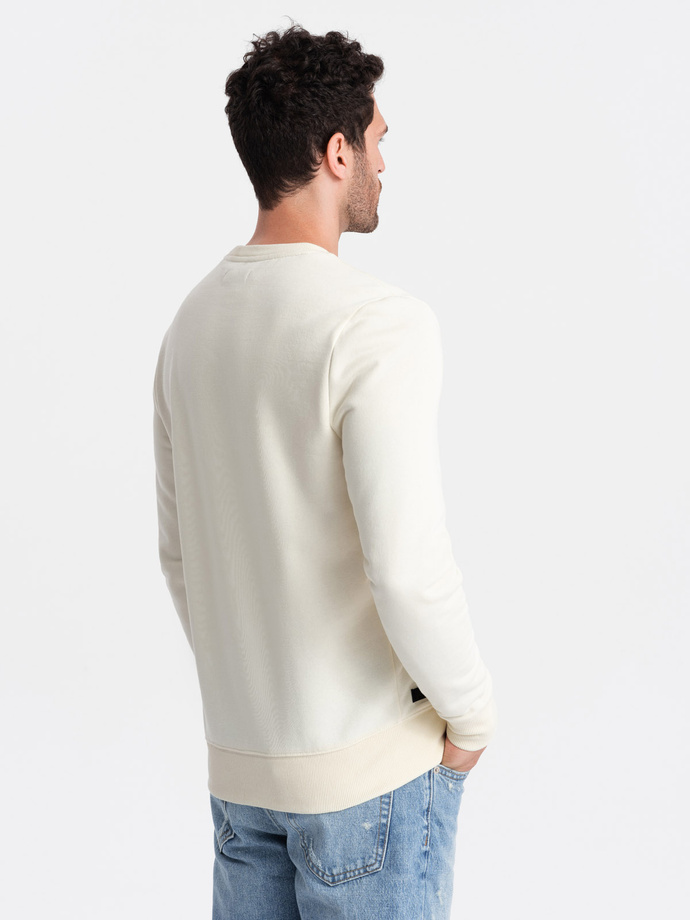 BASIC men's non-stretch cotton sweatshirt - cream V5 OM-SSBN-0159