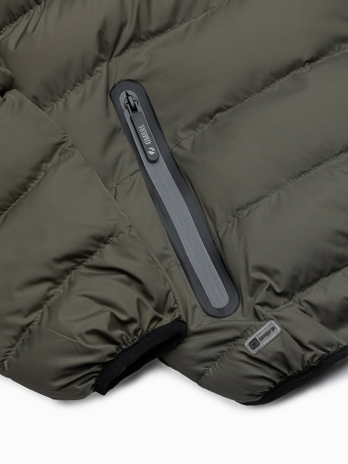 Men's winter quilted jacket - khaki C451