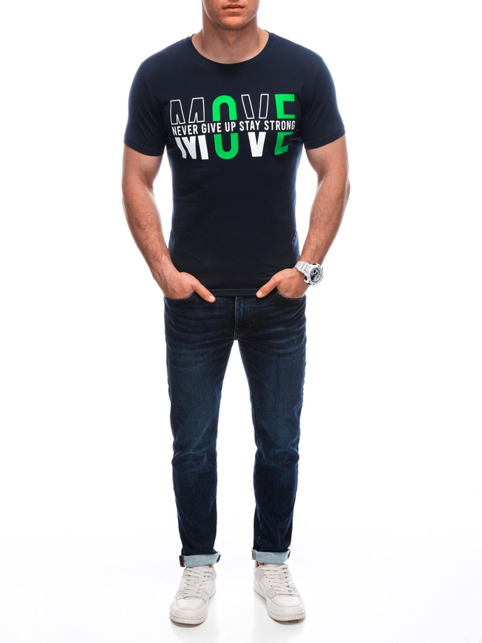 T-shirt męski z nadrukiem S1934 - granatowy