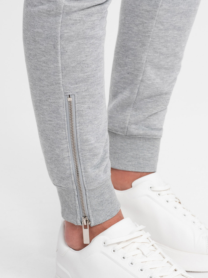 Men's jogger sweatpants - grey melange V2 OM-PASK-22FW-004