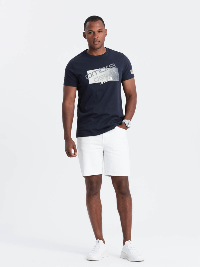 Men's logo cotton t-shirt - navy blue V3 OM-TSPT-0139