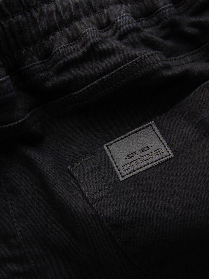 Jeansowe joggery męskie z lampasami – czarne V2 OM-PADJ-0156