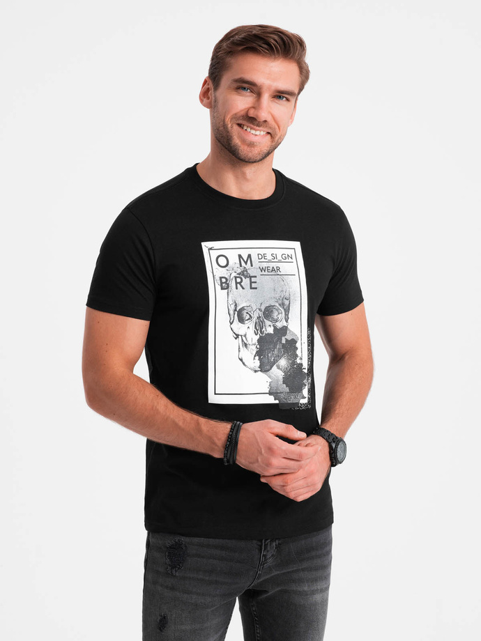 Men's cotton skull shirt - black V1 OM-TSPT-0200
