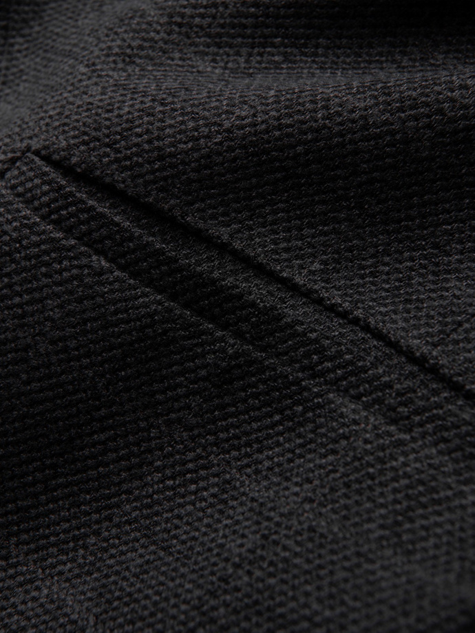 Żakardowa marynarka męska w delikatną kratę - czarna V2 OM-BLZB-0119