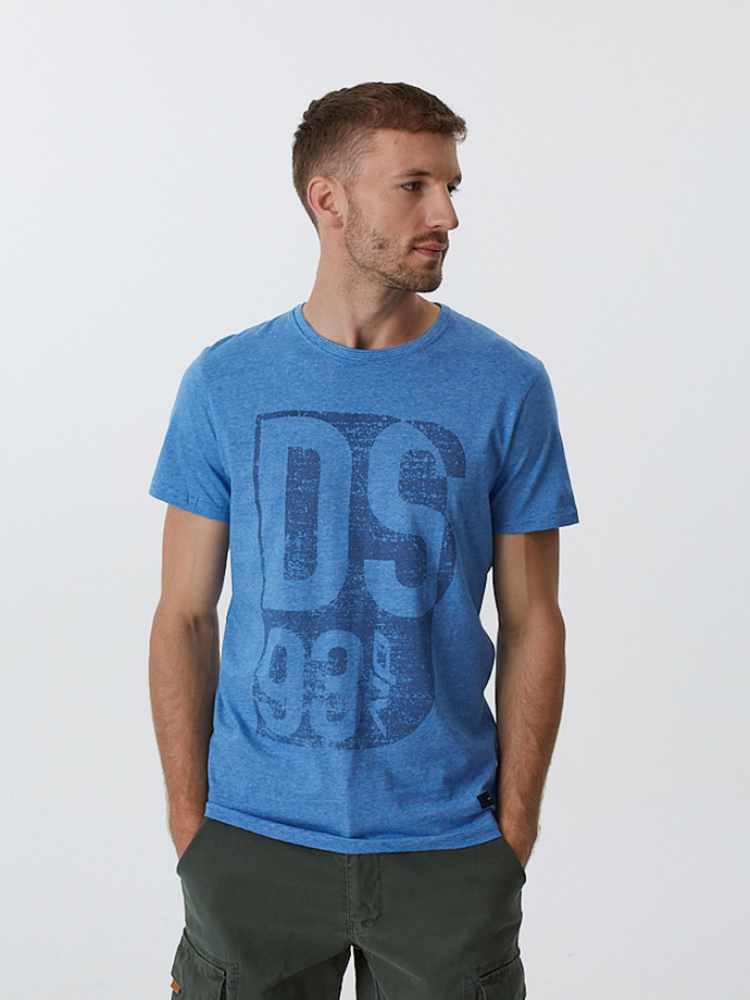 Men's printed T-shirt LAIRD VII S1813 - blue melange