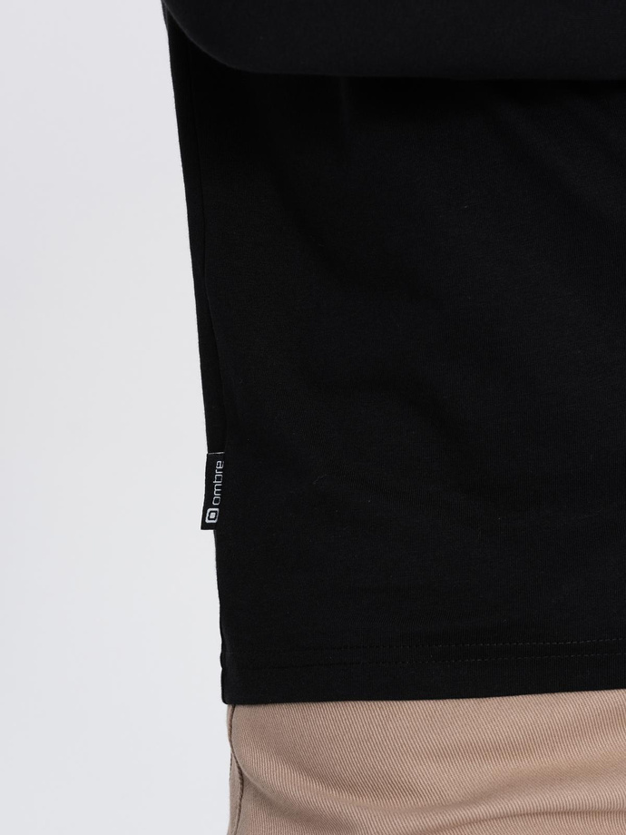 Longsleeve męski BASIC z okrągłym dekoltem - czarny V1 OM-LSBL-0106