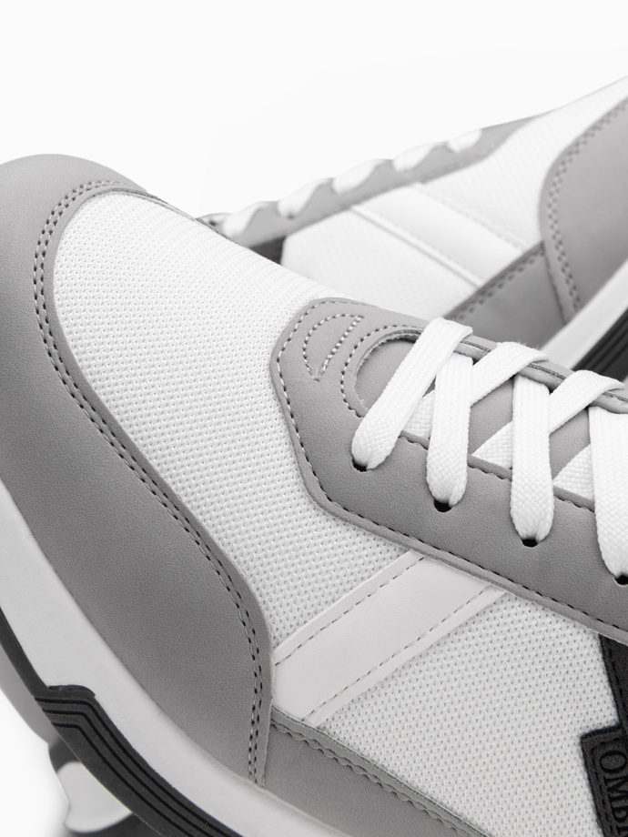 Męskie buty sneakersy z siateczką mesh - szare V2 OM-FOSL-0153