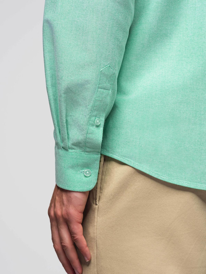 Bawełniana pastelowa koszula męska typu oxford – miętowa V4 OM-SHOS-0183