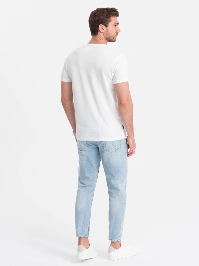 T-shirt męski bawełniany z nadrukiem California - biały V1 OM-TSPT-0128