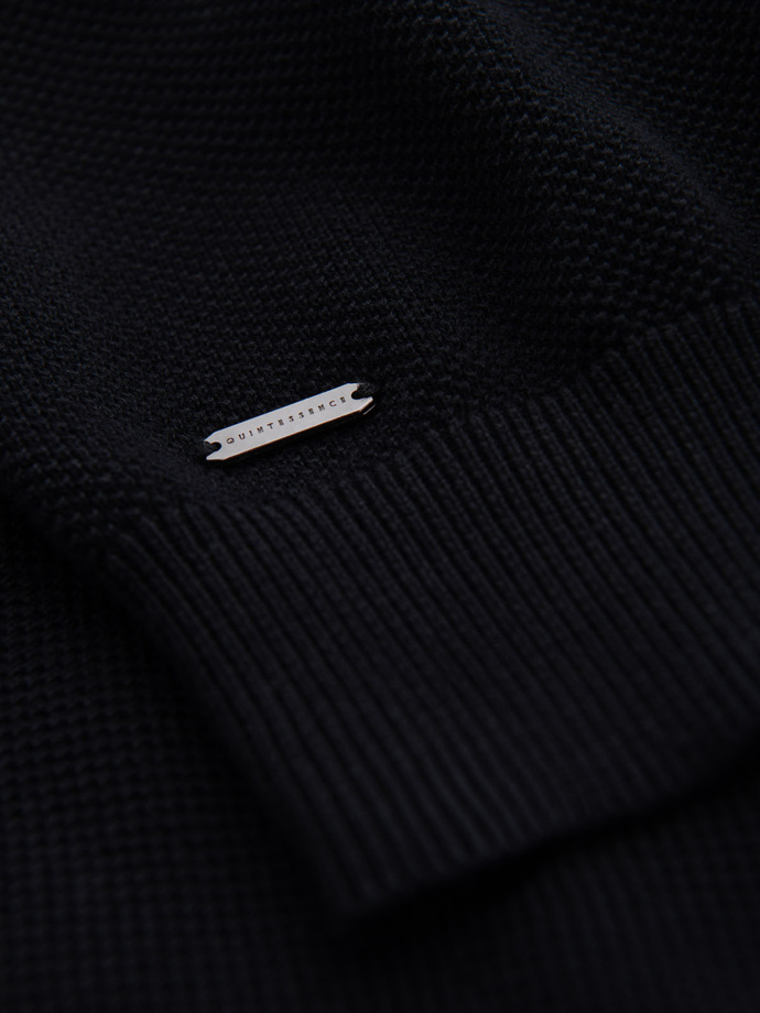 Men's cotton structured knit polo shirt - black V5 OM-POSS-0117