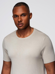 Classic knitted men's shirt with ribbed cuffs - light grey V3 OM-TSCT-0252