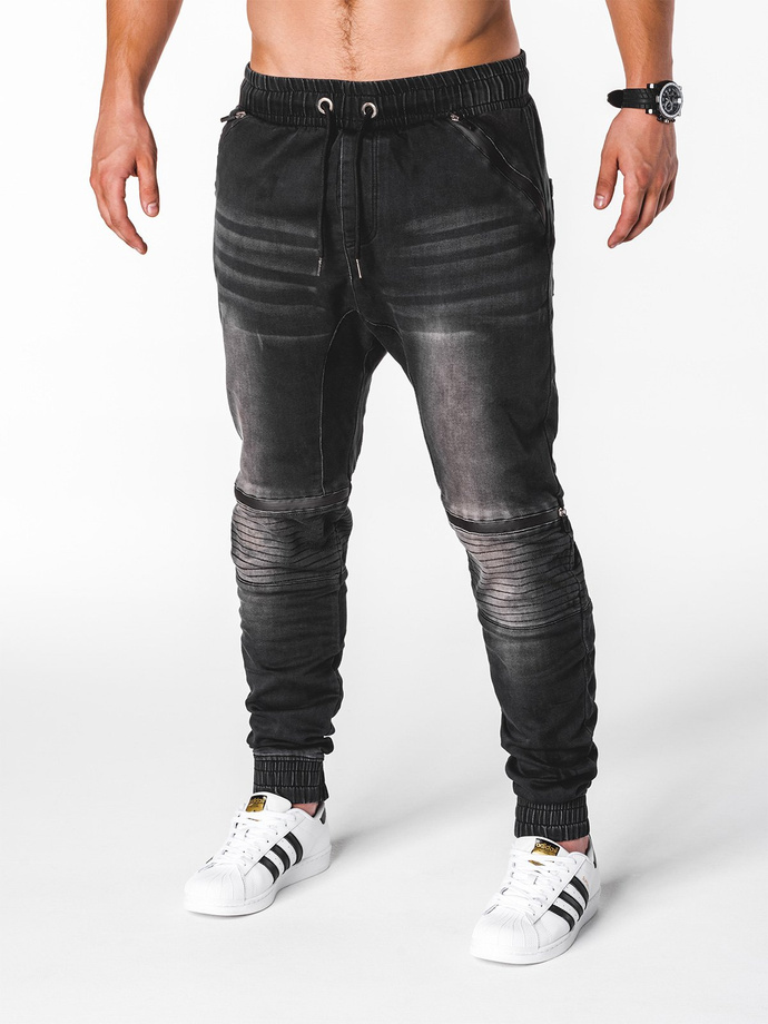 Men's jeans joggers - black P651