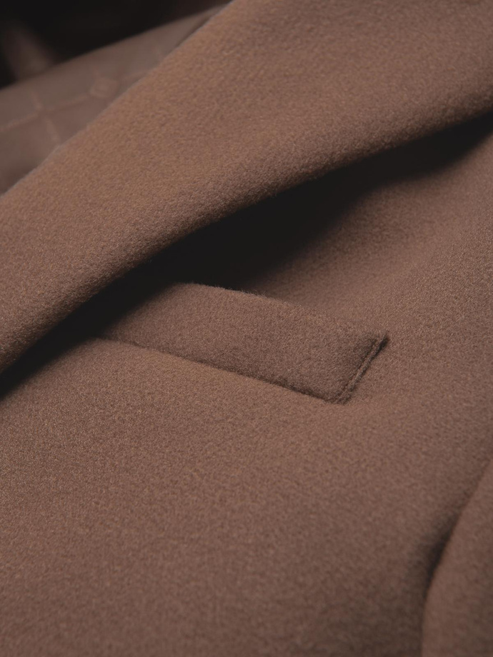 Marynarka męska casual z ozdobnymi guzikami na mankietach - jasnybrąz V2 OM-BLZB-0118