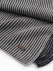 Men's knitted scarf with two-tone stripes - grey and black V1 OM-ACSF-0114
