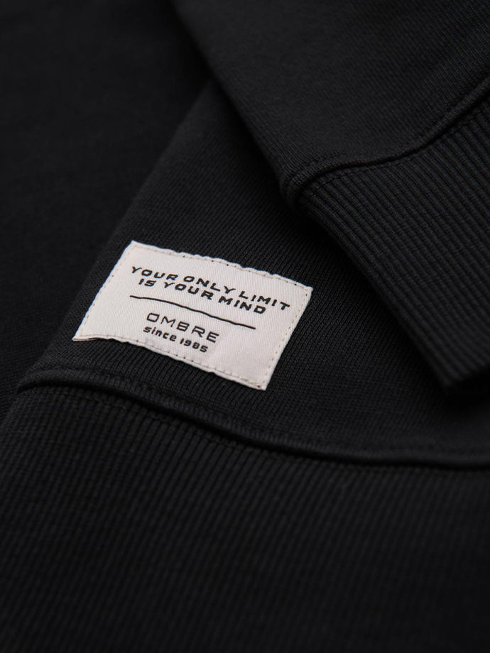 Bluza męska dresowa BASIC z okrągłym dekoltem - czarna V5 OM-SSBN-0175