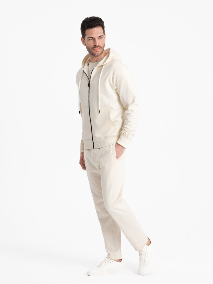 Men's sweatshirt set unbuttoned sweatshirt + pants - cream V11 Z83