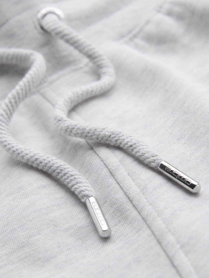 Men's sweatpants with piping and ribbing on legs - grey melange V1 OM-PASK-0258