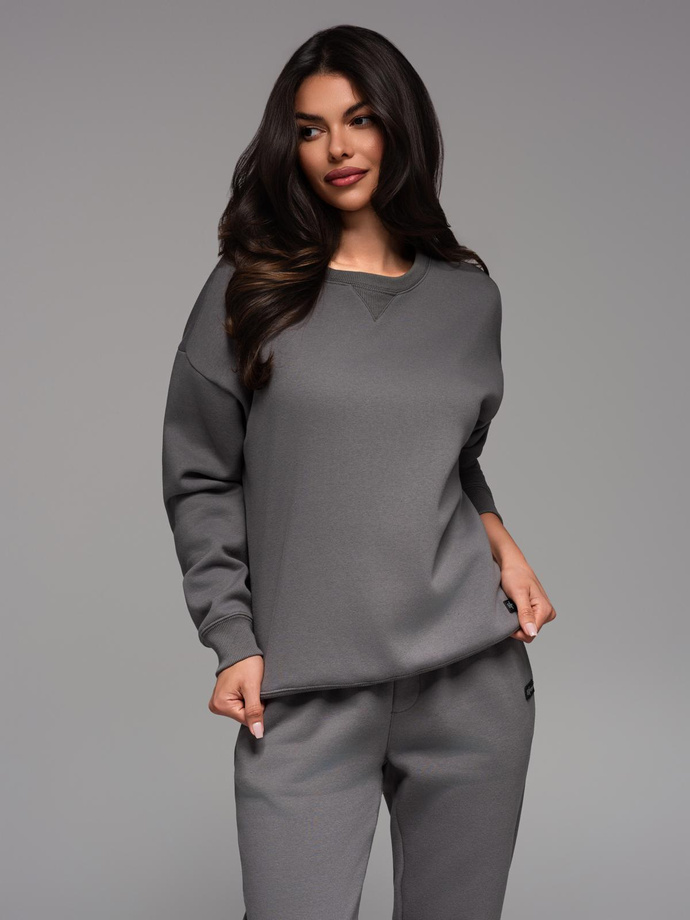 Dresowa klasyczna bluza unisex z okrągłym dekoltem – szara V18 OU-SNBC-0104