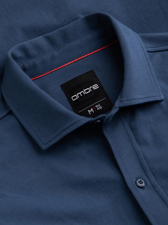 Men's cotton single jersey knit REGULAR shirt - blue V1 OM-SHCS-0138