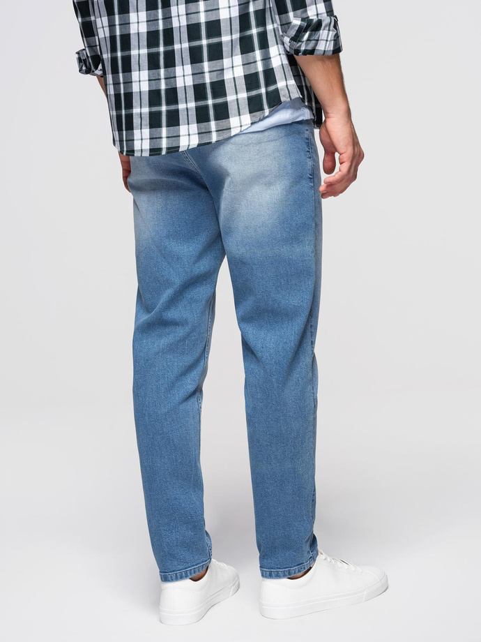 CARROT men's denim pants with rubbing - light blue V1 OM-PADP-0253