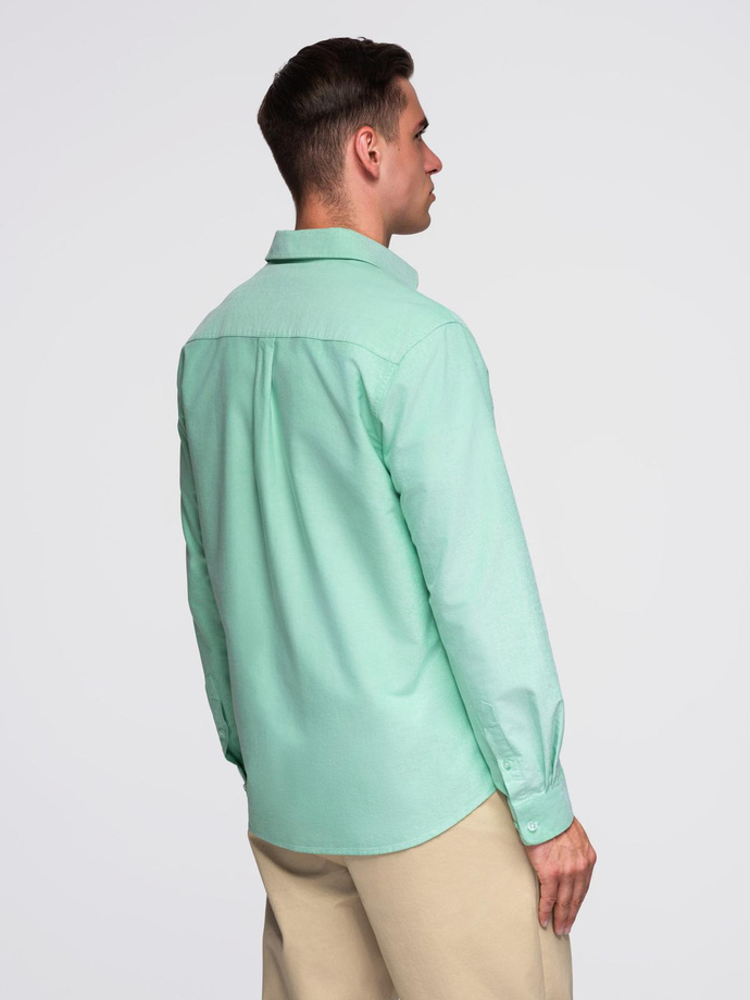 Men's pastel cotton oxford shirt - mint V4 OM-SHOS-0183