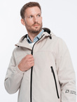 Men's transitional jacket with hood - brown V2 OM-JANP-0191