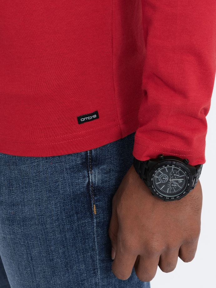 Men's longsleeve with buttons at the neckline - red V7 OM-LSCL-0107