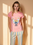 Women's pajamas ULR184 - pink and yellow
