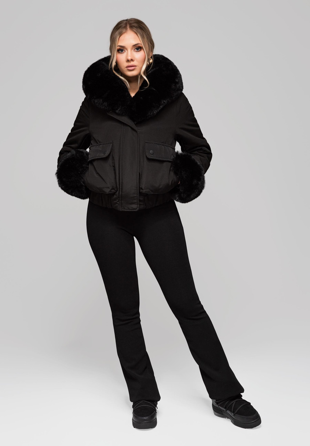 Women's jacket with detachable fur OW-JALP-0100 v1 - black