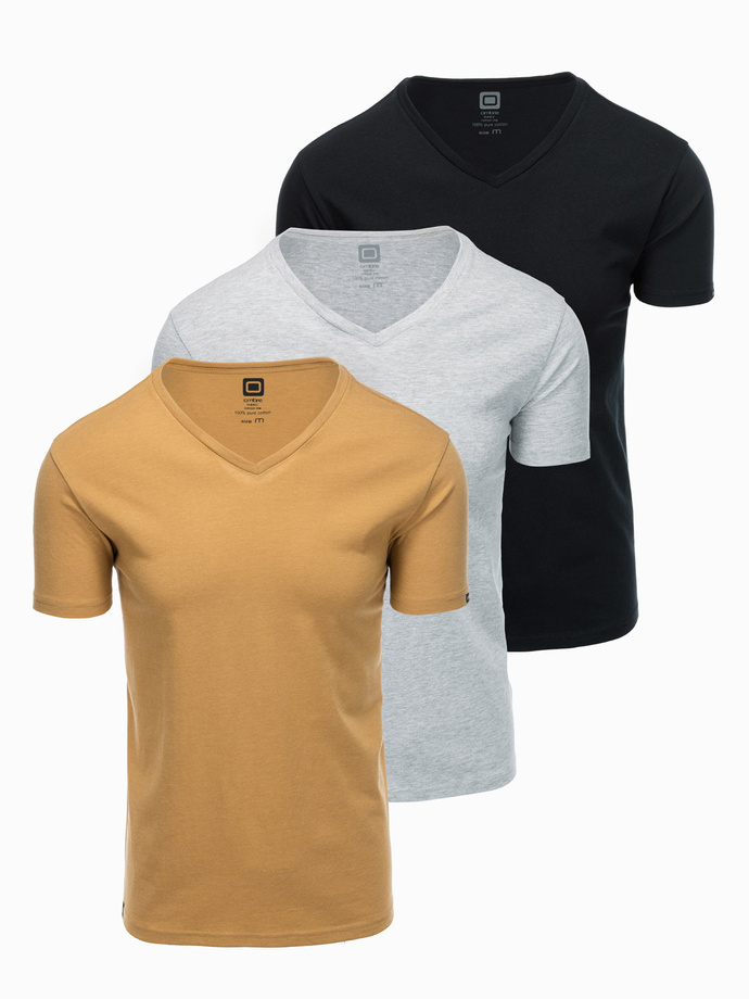 Set of V-NECK cotton shirts 3-pack - mix V15 Z29