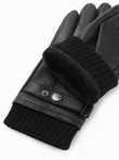 Men's leather gloves with touch function - black V1 OM-ACGL-0128