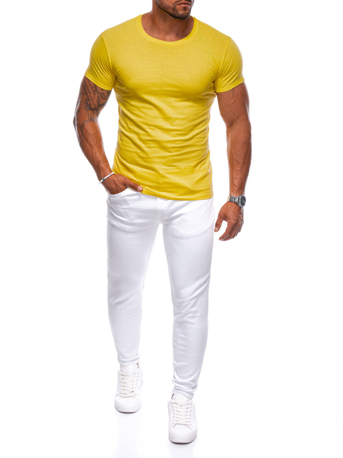 T-shirt męski basic S970 - żółty