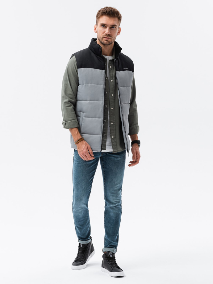Men's quilted vest - grey V36