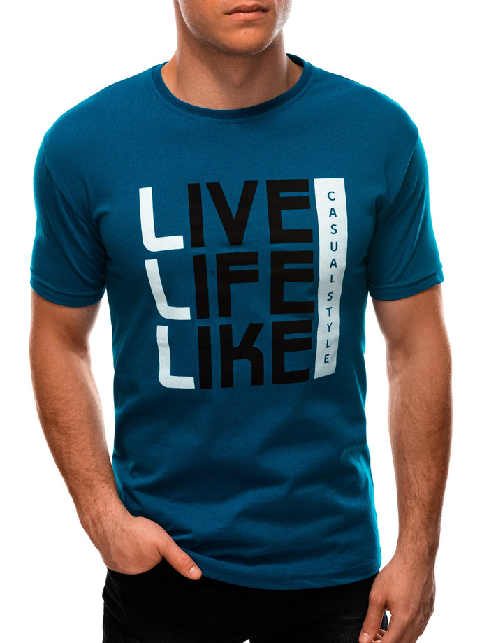 Men's printed t-shirt S15689 - turquoise