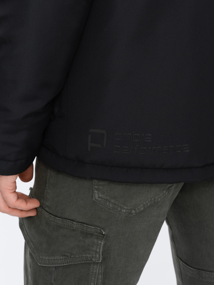Men's insulated jacket with hood - black V5 OM-JAHP-0128