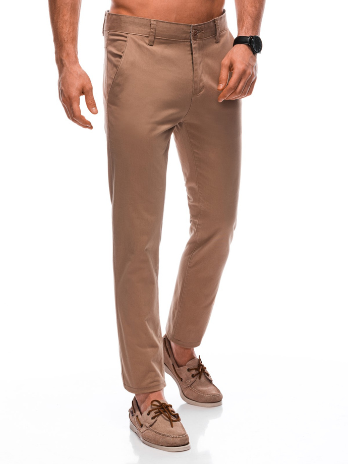 Spodnie męskie chino P1355 - camel