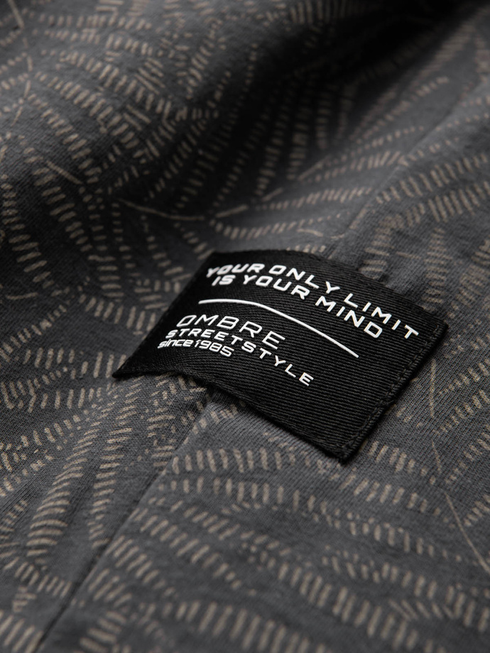 Men's full-print t-shirt in palm leaves - graphite V4 OM-TSFP-0182