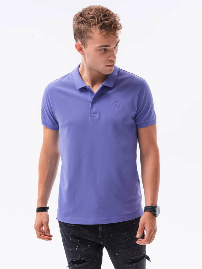 Men's pique knit polo shirt - purple V12 S1374