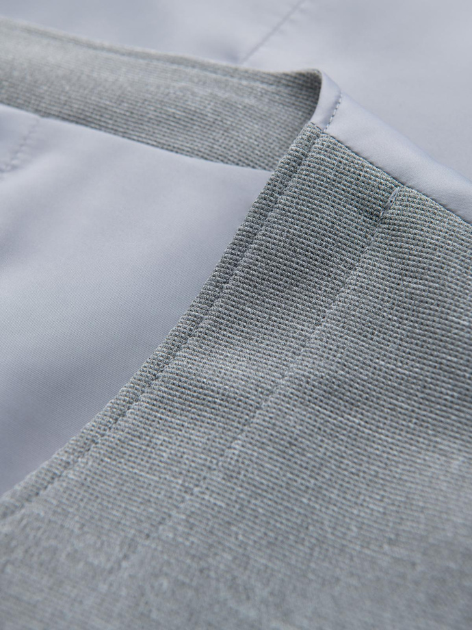 Dopasowana strukturalna męska kamizelka z naszywanymi kieszeniami – szary melanż V2 OM-BLZV-0146