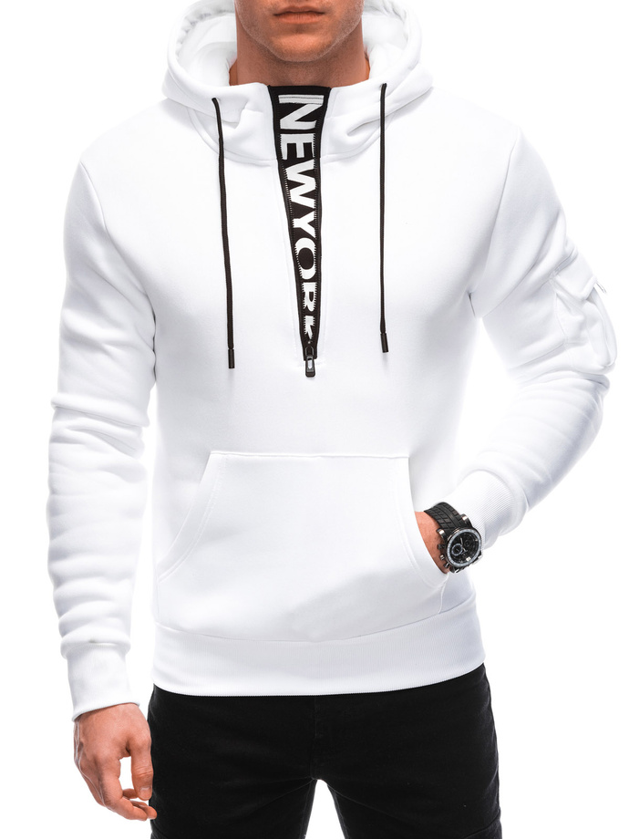 Bluza męska z kapturem B1624 - biała
