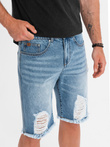 Men's short denim shorts with rips and holes - light blue V2 OM-SRDS-0157