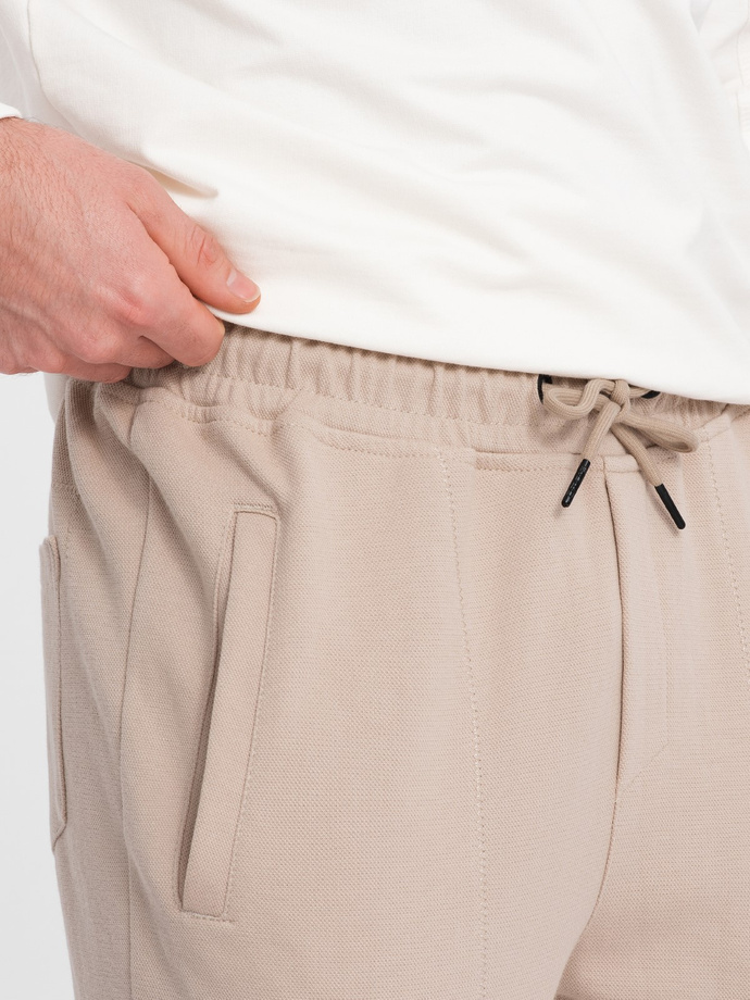 CARROT men's structured knit sweatpants - beige V2 OM-PASK-0143